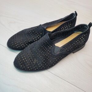 Nurture Black Suede Laser Cut Slip On Loafer Flats Women Shoes Size 8 M